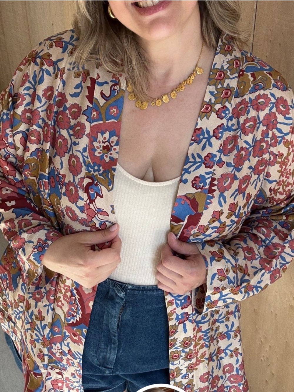 Sezane Eurice Floral Kimono Jacket Bloggers Favorite